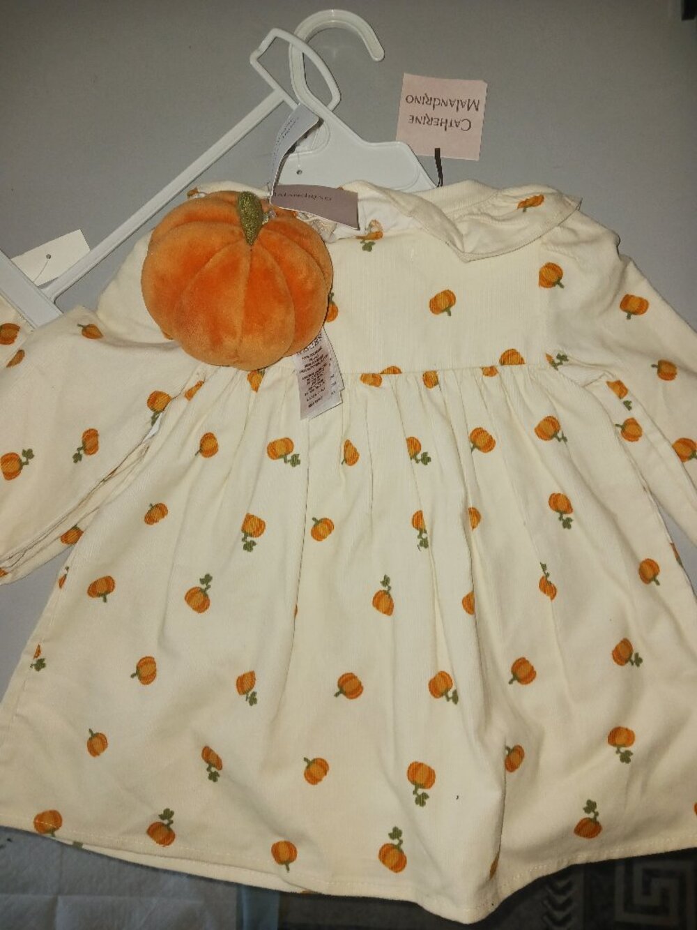 NWT Catherine Malandrino Baby Pumpkin Dress & Plush Pumpkin Set 12-18 Months